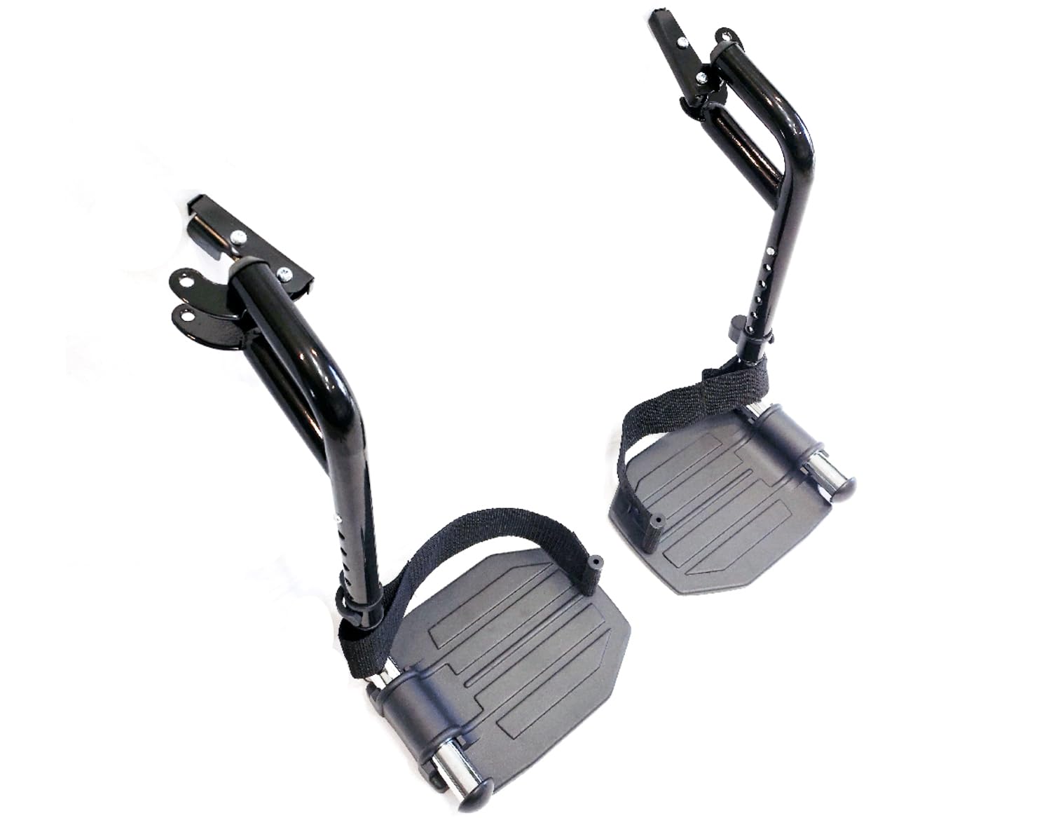 Photo 1 of Heavy-Duty Wheelchair footrest Replacement,Economy Footrest for Bariatric Wheelchairs and Transport Chair, Aluminum Footplates and Heel Loops,Universal Swing Away Footrests, stdsf-tf(1 Pr, Black)