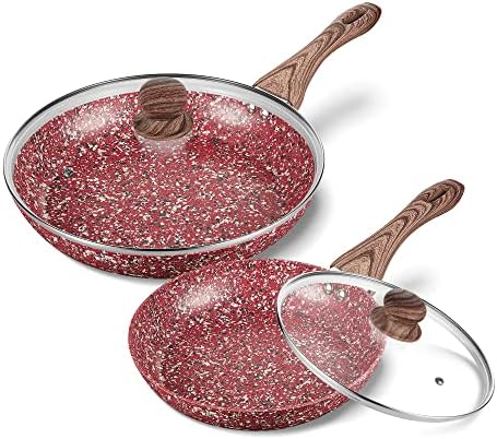 CSK 10"+12"Nonstick Frying Cookware Sets with Lids-Frying Pan Sets with Whitford Granite Coating,Classic Skillet Pan Cookware,PFOA & APEO Free, Aluminum Alloy,Bakelite Handle,Induction Compatible.…