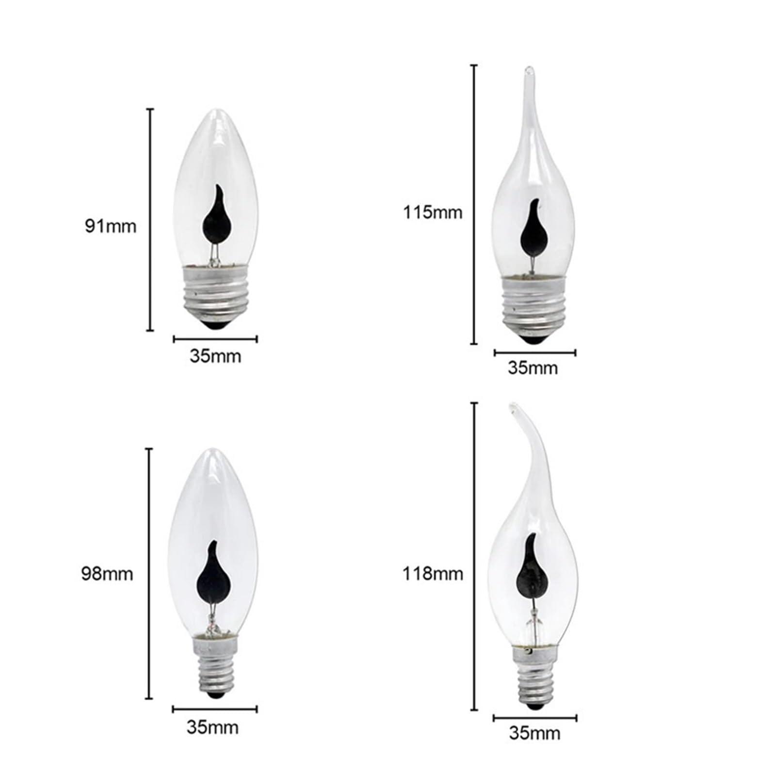 JrEam Lot de 30 Ampoules LED rétro E27/E14, 3 W, 220 V/230 V CA, Effet Flamme/Bougie.(E14 Tip)