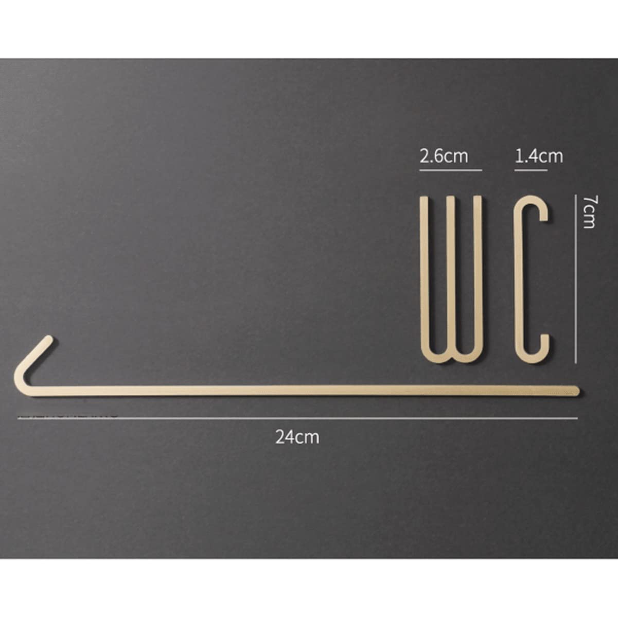 Juego de letreros de baño de latón for hombres y mujeres en oro, 2 piezas for baño, hotel, tienda(Wc)