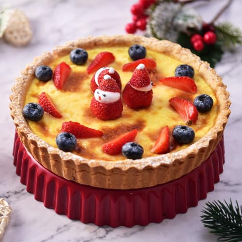 SUNCITY 8 Inch Tart Pan with Removable Bottom for Baking, NonStick Pie Pan Carbon Steel Quiche Pan for Oven Baking Pies Tarts Cheese Cake Christmas Desserts