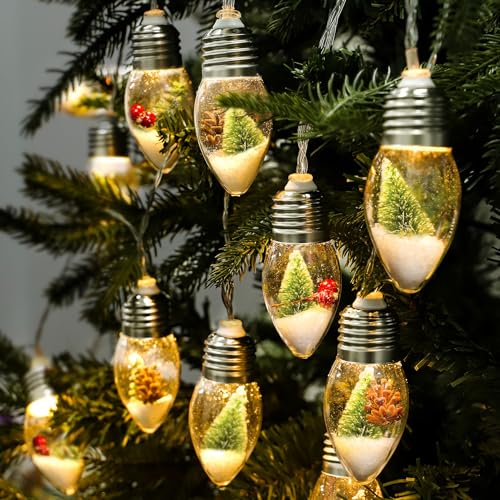 2Pcs 9.8Ft Christmas Snow Globe String Lights Indoor Decorations, 30 LED Battery Operated Powered Clear Bulbs Lights Mini Christmas Tree Snow Pine Cones for Xmas Holiday Home Bedroom Fireplace Decor 2Pcs 9.8Ft Christmas Snow Globe String Lights Indoor Decorations, 30 LED Battery Operated Powered Clear Bulbs Lights Mini Christmas Tree Snow Pine Cones for Xmas Holiday Home Bedroom Fireplace Decor