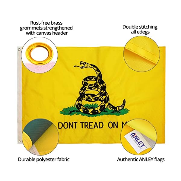   Anley-Fly-Breeze-3x5-Foot-Dont-Tread-On-Me-Flag-Vivid-Color-and-Fade-proof-Canvas-Header-and-Double-Stitched-Flags-Polyester-with-Brass-Grommets-3-X-5-Ft