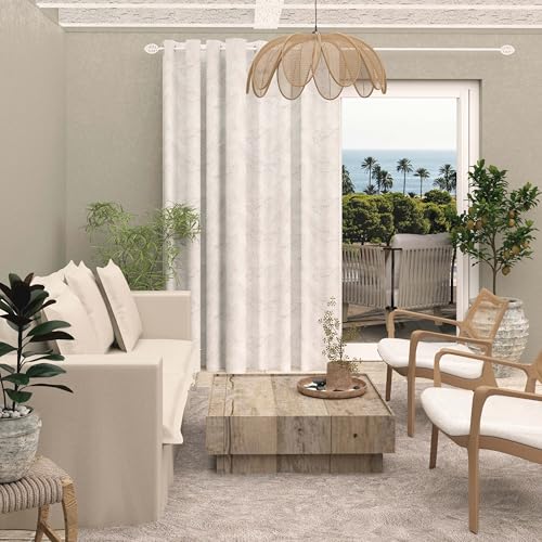 Visillo con ojales Soleil d'ocre Celia para ventanal espacioso en gris topo de 280x250 cm 3