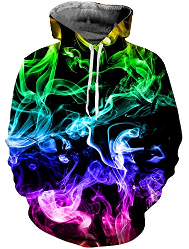 Bunt 3D Hoodie Jungens Unisex Bunt Smoking Druck Hoodie Pullover Sweatshirt Langarm Fleece Kapuzenjacke Kostüm Top XL