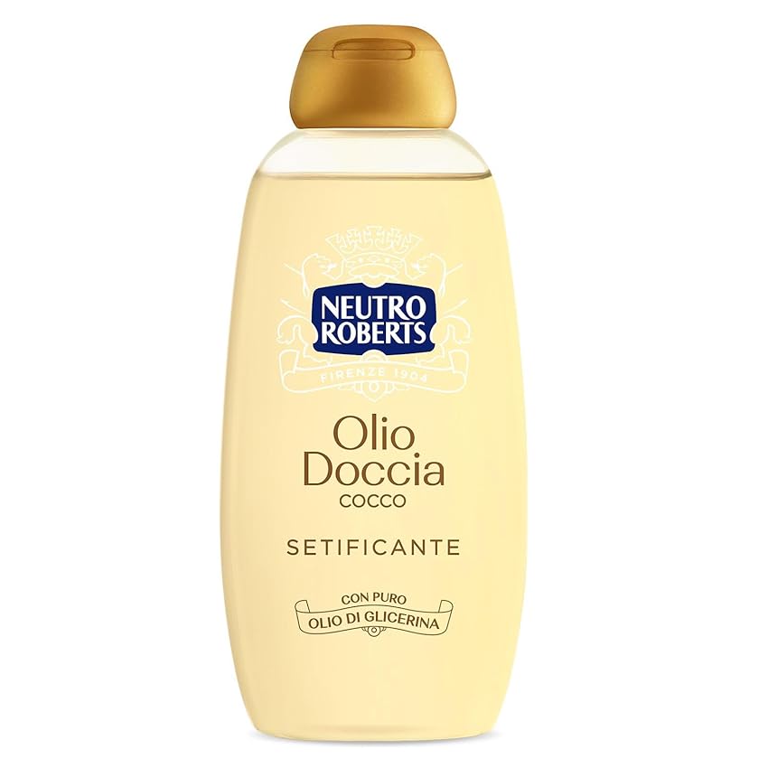 Neutro Roberts Olio Doccia con Olio di Cocco, Ottimo per Pelli Delicate, Formula Addolcente e Protettiva per una Pelle Morbida e Sana, Deterge e Idrata, Non Unge, Flacone da 250 ml