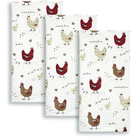 Cackleberry Home Farmhouse Chicken Kitchen Towels 100% Cotton, Set of 3 Cover