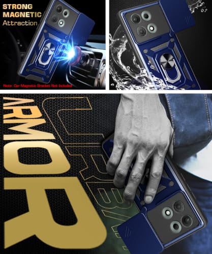 Image of WOW IMAGINE Tough Armor Bumper Mobile Back Case for Motorola Moto Edge 70 Max 5G | Sliding Camera Cover | Shock Proof 360 Protection | Hybrid PC + TPU | Ring Holder with Kickstand - Blue