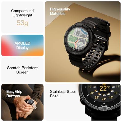 Polar Vantage M3 Montre Intelligente Multi-Sport avec écran AMOLED, GPS Double fréquence, Navigation étape par étape, autonomie de la Batterie jusqu'à 7 Jours