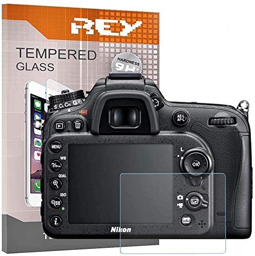 REY 3X Protector de Pantalla para Nikon D7100 - D7200 - D6100 - D800 - D750 - D600 - D610 - D580, Cristal Vidrio Templado Premium