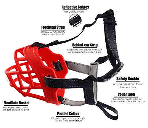 Dog Muzzle,Soft Basket Silicone Muzzles For Dog, Best To Prevent Biting, Chewing And Barking, Allows Drinking And Panting, Used With Collar #TOP1