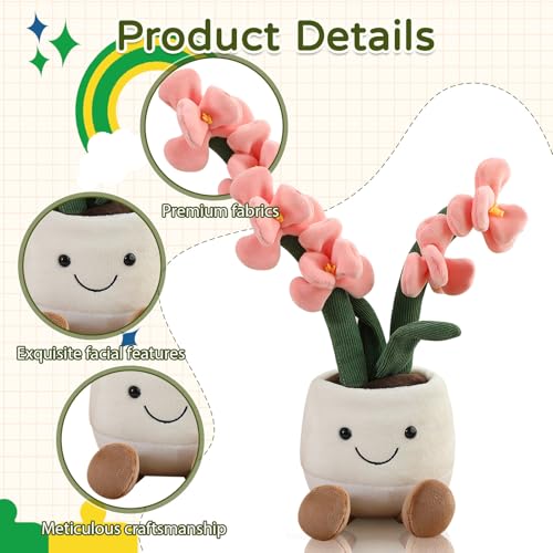 XIMEY Plüsch Pflanze im Topf, Plüschtier im Topf Pliischtier, Plüsch Blume, Kuscheltier Pflanze, Pflanzen Plüschfigur Dekofür Kinder Baby Mädchen Junge