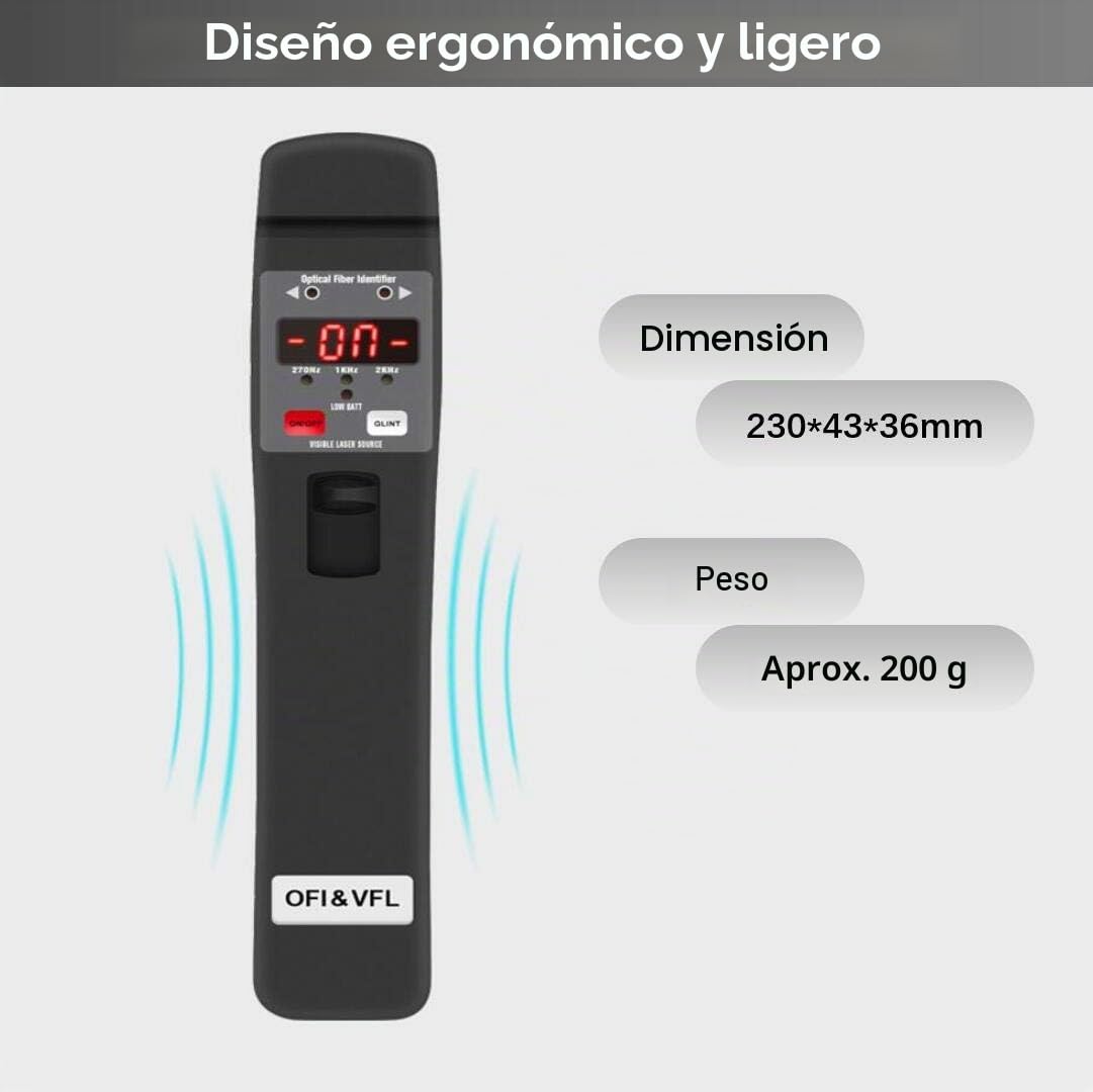 TMOFI-401 Identificador de fibra óptica en vivo con localizador visual de fallas para fibra de 0,25 mm 0,9 mm 3,0 mm, Optical Fiber Identifier 800-1700 nm Operación de una tecla