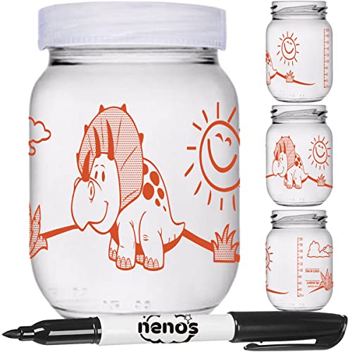 10 Potes de Vidro Armazenar Leite Materno, Graduação 200ml - DINOS267