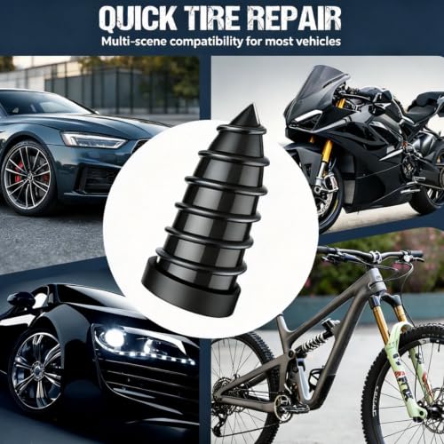Image of Tire Repair Rubber Nails Kit, Screw in Tire Repair Plugs with Box and Screwdriver (100pcs) | Screw-In Plugs, Tire Puncture Repair, Includes Storage Box, Easy Installation