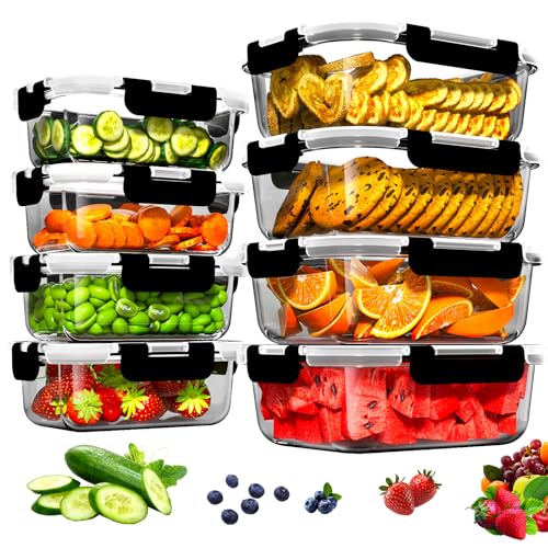 Opiniones y reviews de Tupper de Vidrio que Puedes Comprar On-line. 45 Juego de 8 Herméticos Vidrio,Contenedores para Alimentos Vidrio,Almacenamiento de Alimentos,Portátil,A Prueba de Derrames,Libre de BPA,Apto para Microondas,Horno,Congelador y...