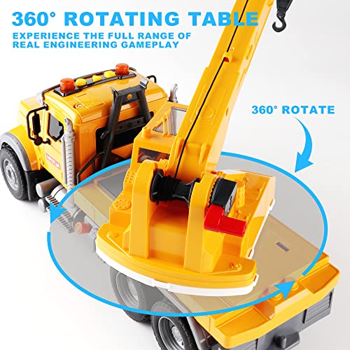 Image of Dwi Dowellin Toys for 3 Years Old Boys Girls Kids,Construction Toy Crane Truck with Lights and Sounds