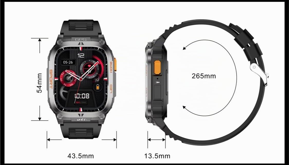 Reloj Inteligente Hombre Mujer GPS Deportivo QX18, Smartwatch con Monitor de Frecuencia Cardíaca, Oxígeno en Sangre, Brújula, Monitor de Sueño, Batería 630mAh