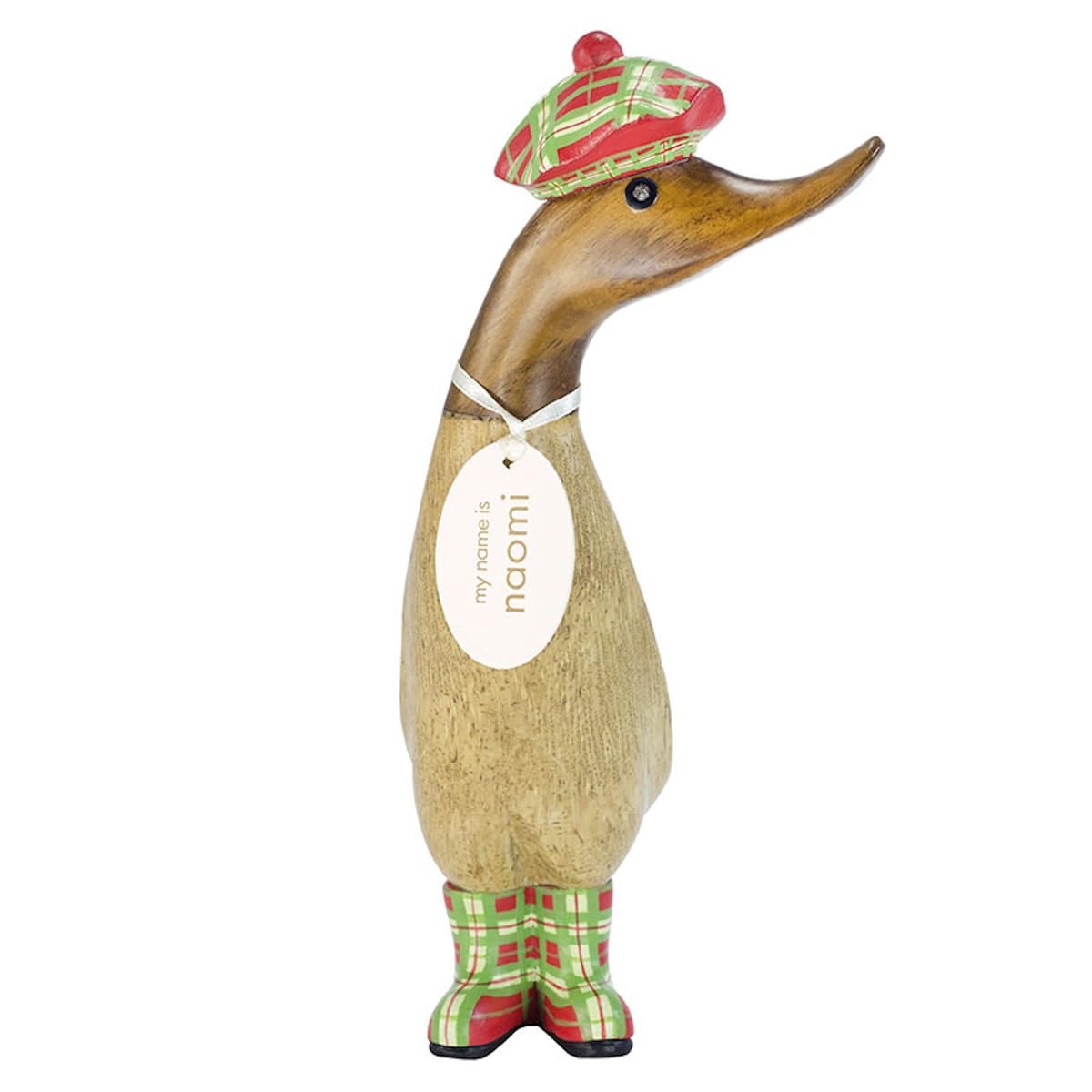 Dcuk Red And Green Tartan Hat And Boots Wooden Duckling