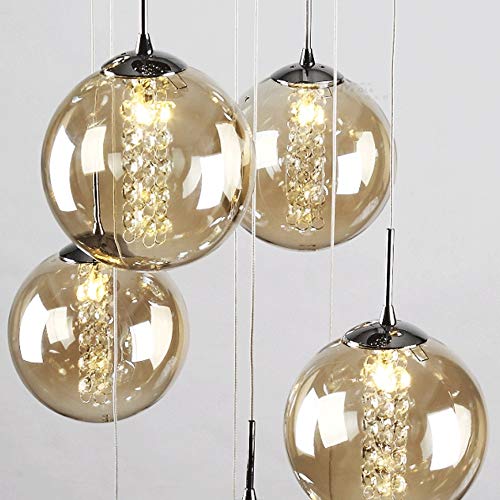 Plafonnier moderne de salon à 11 boules de verre design chic duplexe