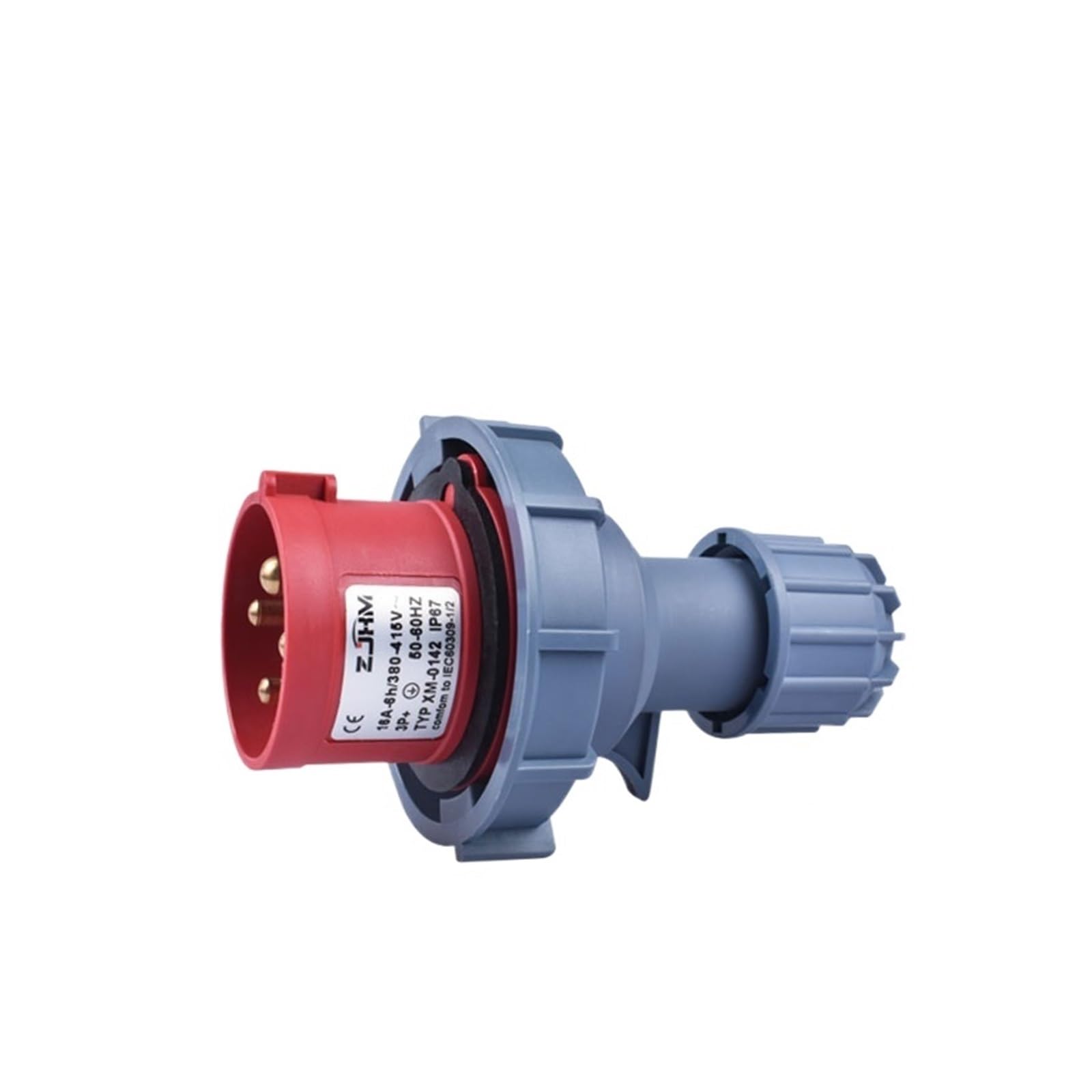 Toma industrial IP67 con clavija de 4 pines y 16A para paneles estancos