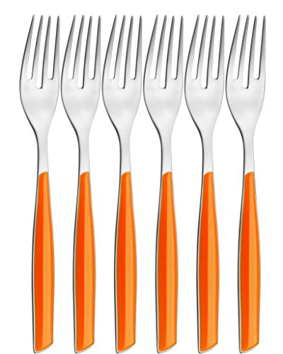 Fourchette dessert Bugatti Glamour orange 6 pièces en acier durable