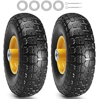 VEVOR Voll-PU-Räder mit RunFlat-Reifen, 10 Zoll, 2er-Pack, 400 lbs dynamische Belastung, 450 lbs statische Belastung, schlauchlose Reifen und Räder für Sackkarren, Nutzwagen, Dollies, Gartenanhänger