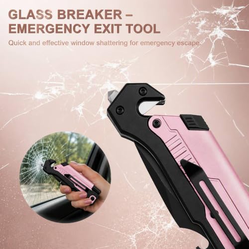 Image of ALBATROSS Pink 6-in-1 Folding Pocket Car Knife for Women, 3.5 inch Blade