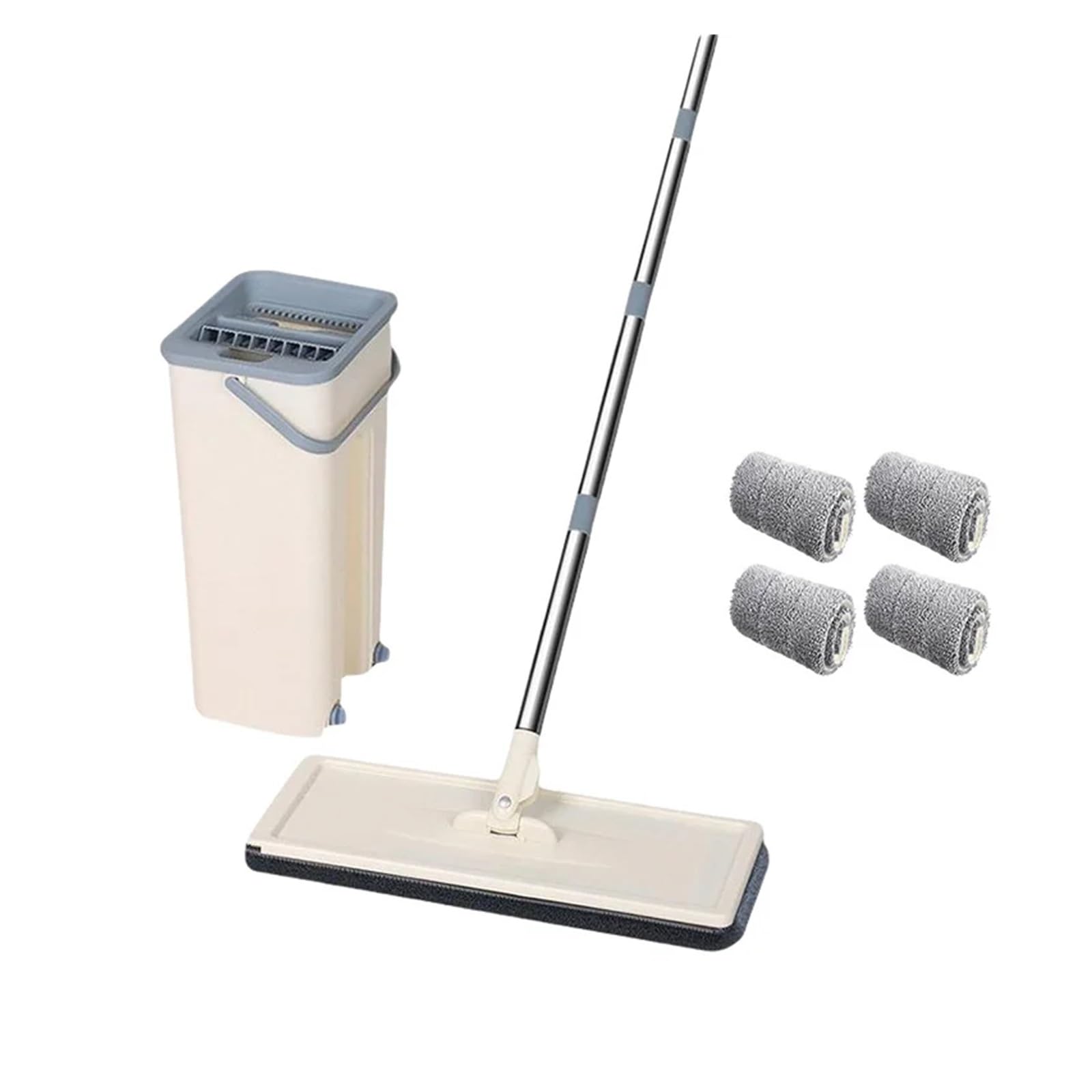 Fregona de Microfibra for Suelos, fregona húmeda con Cubo, fregona de Limpieza for baño, fregona for Lavar Suelos, Limpiador for el hogar y la Cocina.(Bucket-mop-4cloth)