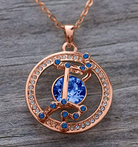 Leafael "Superstar Zodiac Constellation Pendant Necklace Made with Premium Crystal Horoscope Jewelry, Gold or Rose Gold Plated, 18"+ 2"2
