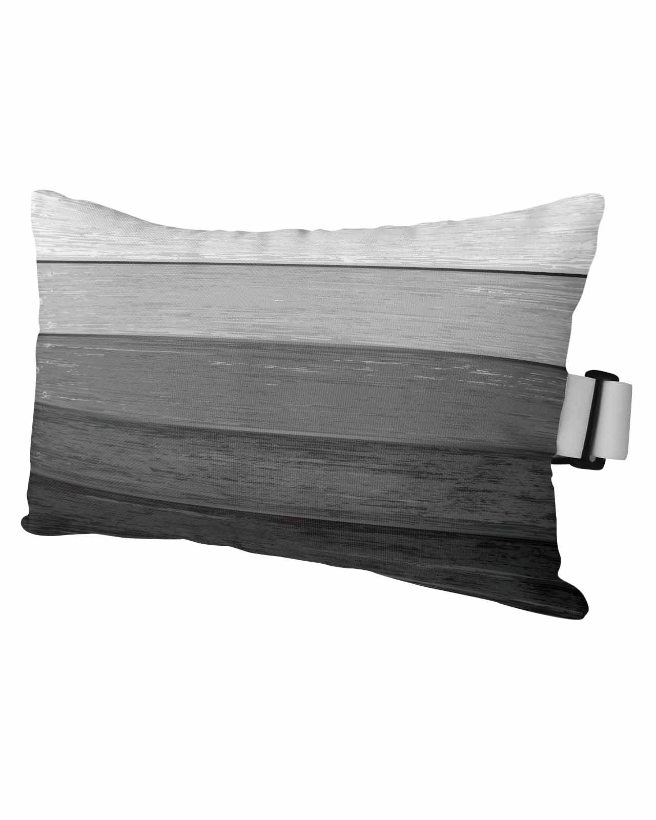HERBED Outdoor Pillows Covers with Inserts Dark Grey Striped Gradient Rustic Wood Board Waterproof Pillow with Adjustable Strap Throw Pillows for Patio Furniture Pool Lounge Chair, 12x20 Inch, 1PCS