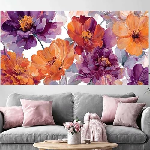 Peinture diamant fleur 5D pour décorer votre salon, grand format 50x100cm art cristal adulte