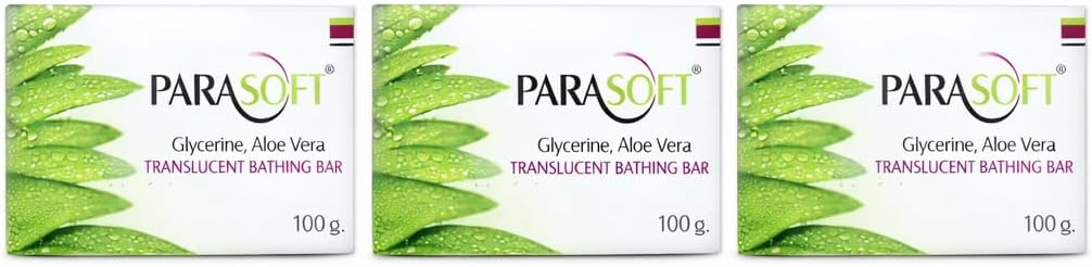 Parasoft Moisturising Cleansing Body Soap For Dry Skin | Goodness of Aloe Vera, Glycerine & Vitamin E | Nourishing Daily Bathing Bar For Purification -100 gm (Pack of 3)
