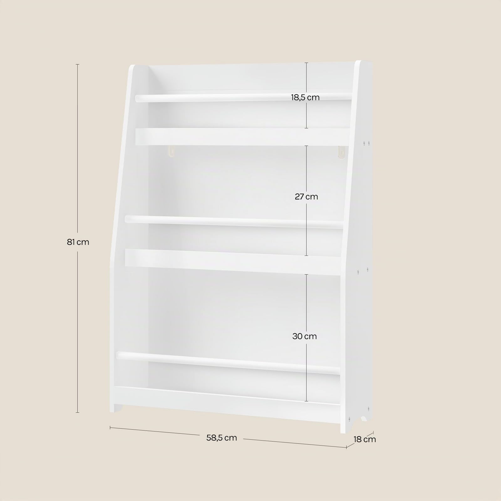 WOLTU Bibliothèque Enfant, Meuble Rangement Enfant, à 3 Niveaux | Blanc, en MDF et Bois