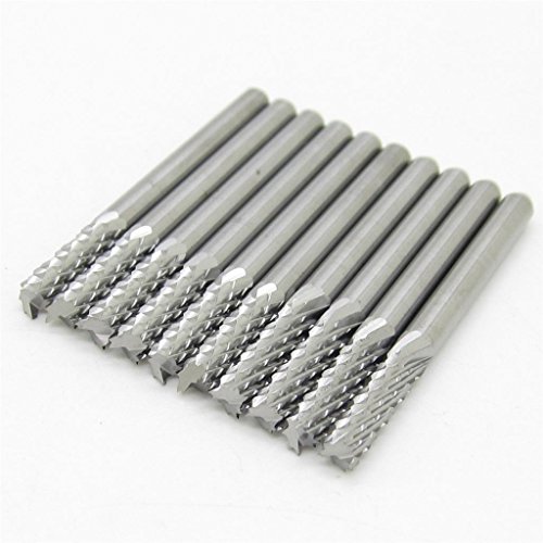 Image of 3.175MM Shank Diameter Carbide End Milling Cutter, Engraving Edge Cutter, CNC Router End Mill for PCB Machine Pack of 10