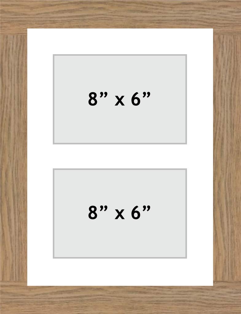 Kwik Picture Framing Ltd White Photo Frames Multiple Pictures For Wall - Large Multi Photo Frame, Fits 2 8X6 Photos, Mount, Oak Frame, Can Be Hung Landscape Or Portrait | Collage Picture Display For Family Gallery Wall