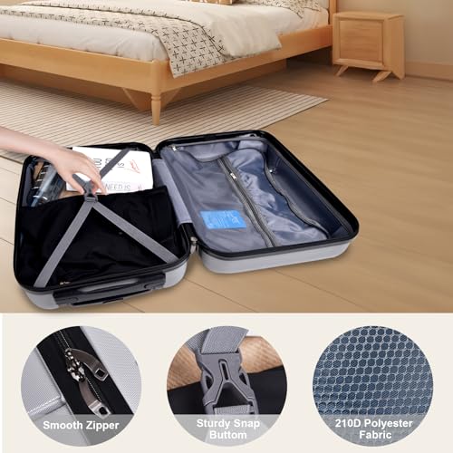 ILLUMINEW Luggage Sets with Durable Lightweight Carry-On Suitcases, Spinner Wheels, and TSA-Approved Lock (LOGO, silver Grey, 20/24)3