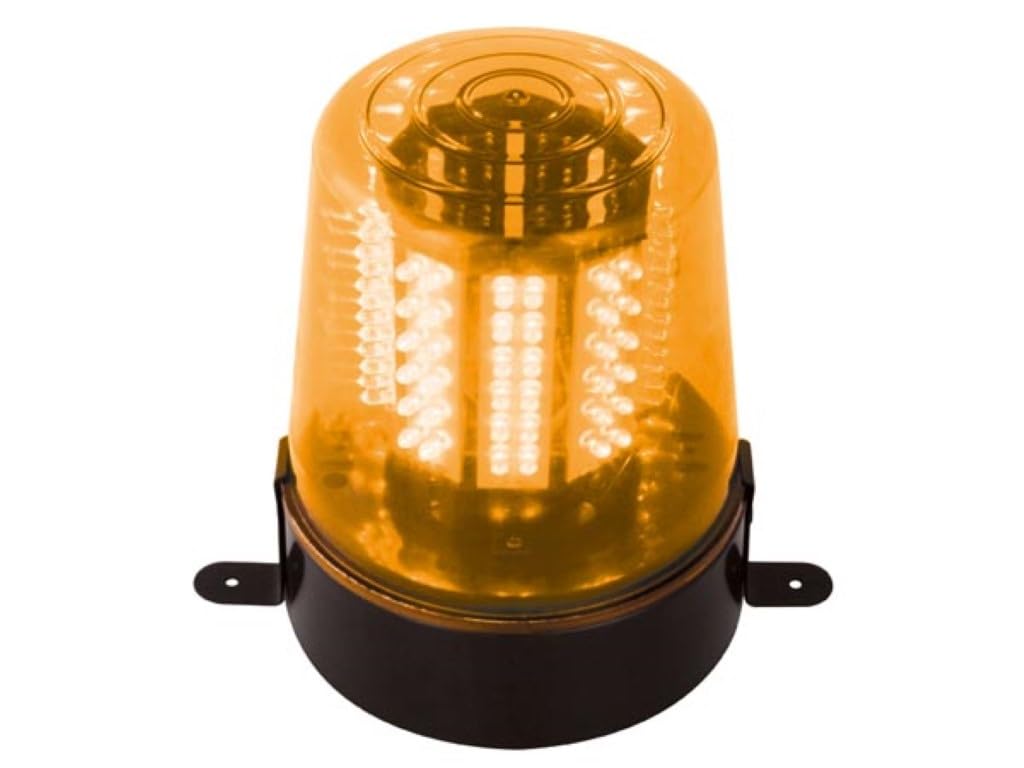 HQ-Power Gyrophare avec 108 LED, augmente la sécurité et la visibilité, vitesse de rotation réglable, adaptateur/chargeur inclus, économie d'énergie, 14 VDC, orange