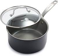 GreenPan Chatham 3QT Hard Anodized Ceramic Nonstick Saucepan with Lid - PFAS-Free, Metal Utensil Safe, Oven & Dishwasher Safe, Gray