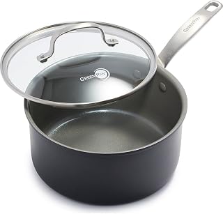 GreenPan Chatham 3QT Hard Anodized Ceramic Nonstick Saucepan with Lid - PFAS-Free, Metal Utensil Safe, Oven & Dishwasher Safe, Gray