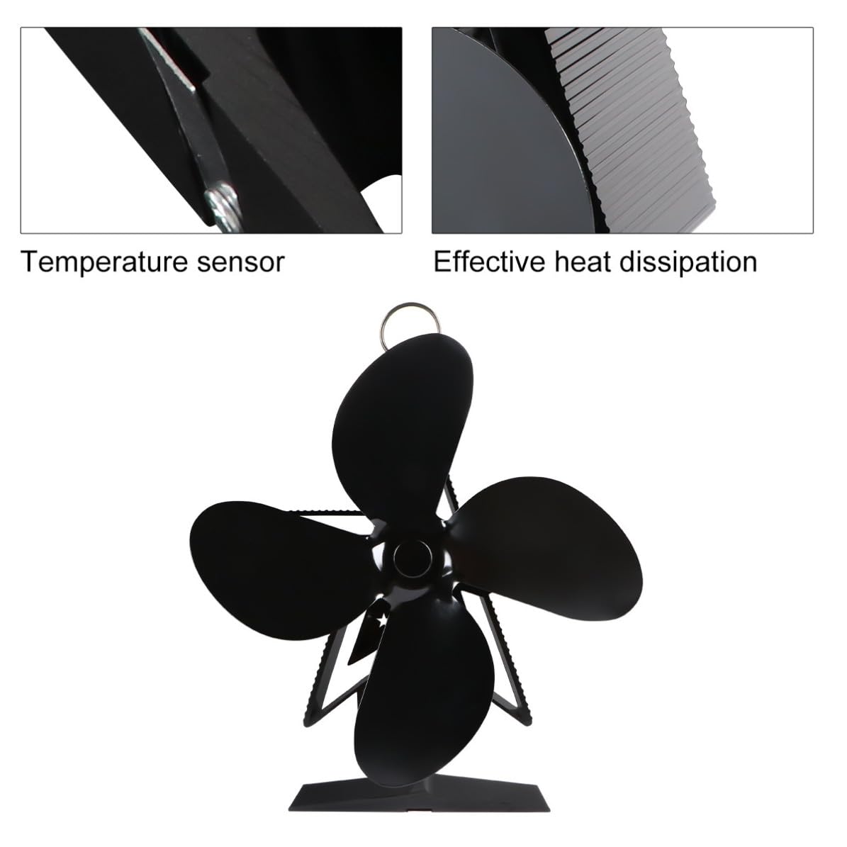 Healeved Ventilador de Chimenea Alimentado por Calor, Aluminio Negro