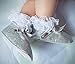 LIDIANO Baby Girls Glitter Sequins Sparkly Bling Bowknot Anti-Slip Mary Jane Flat Crib Shoes & Headband(0-6Months, Silver)