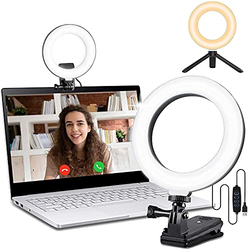 6.3" Video Conference Lighting Kit, L8star Ring Light Clip on Laptop with 3 Switchable Light Modes for Distance Learning, Remote Working, Live Streaming, Computer Laptop Video Conferencing