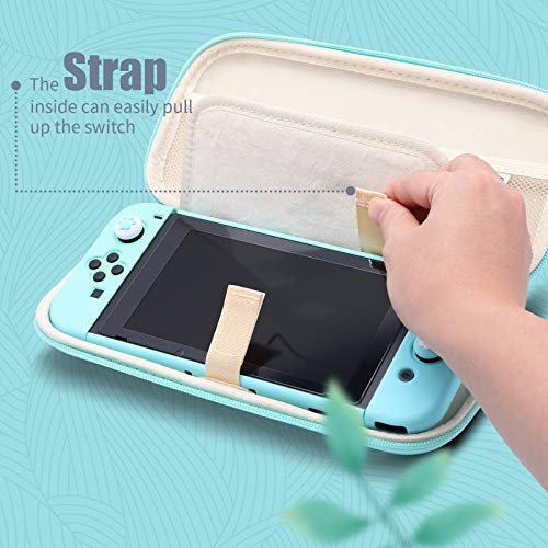 Switch Case Animal Crossing, Switch Animal Crossing Bundle, Animal Crossing Nintendo Switch Case, Thumb Grips, Headphone Adapter, Switch Stand, Screen Protector, Wrist Strap And Shoulder Strap - Blue #TOP6