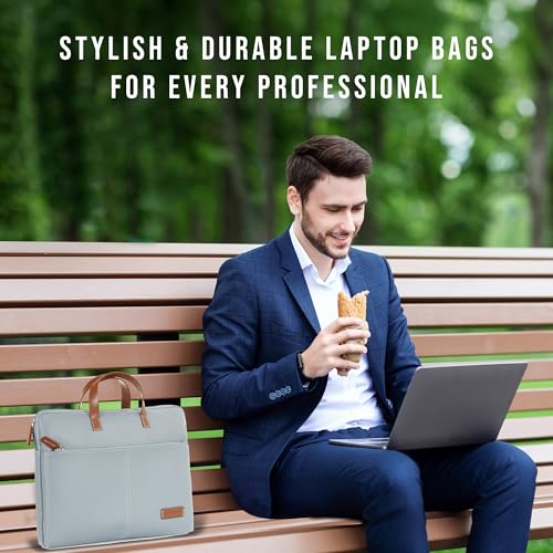 Image of Giordano Unisex 15 Inch Laptop Sleeve PU Bag for Professionals | Premium Leatherette | Water-Resistant & Padded Slim-Fit with Trolley Strap for Men & Women