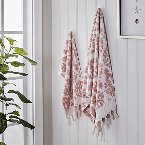 SKL Home Mirage Fringe 100% Turkish Cotton Bath Towel, Blush