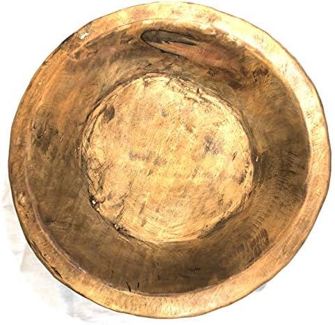 Round Rustic Wooden Dough Bowl-Batea-Natural