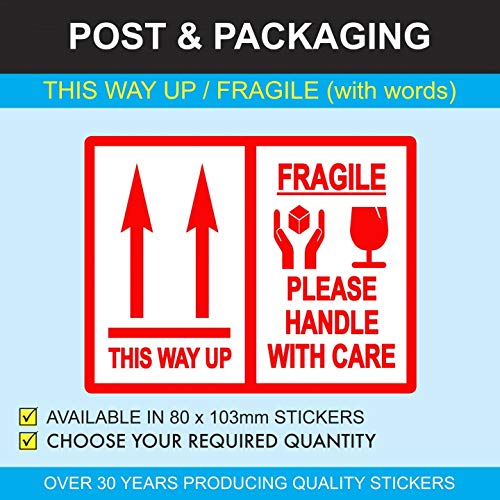 Stickers Fragile Flèche Haut Adhésif Puissant pour Carton Colis x1000