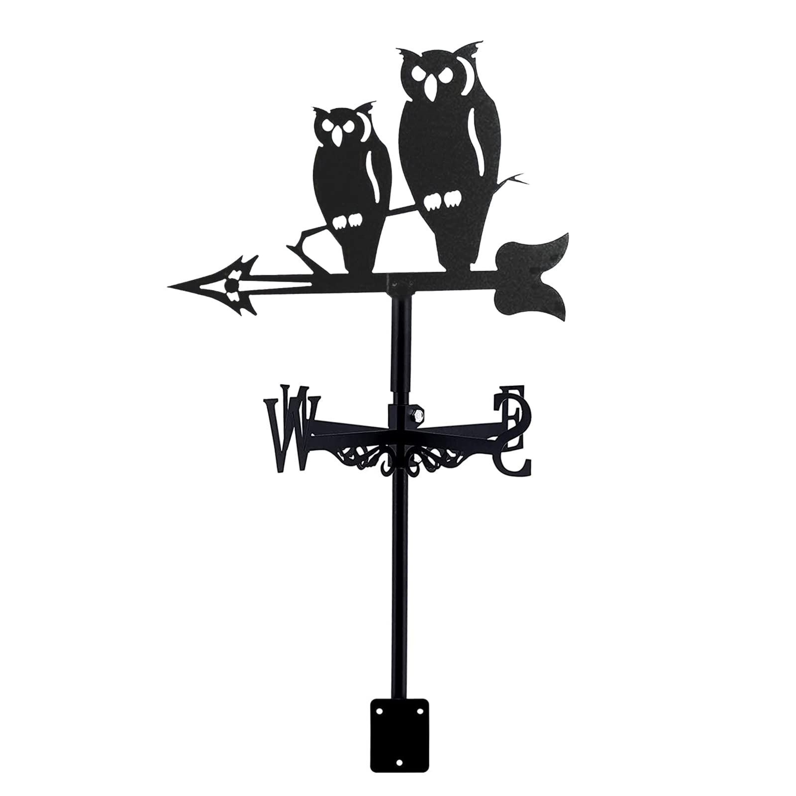 Klonwg Light Weathervane Owl Pattern Weather Vane Decorative Garden Yard Wind Direction Indicator Weathercock For Sheds