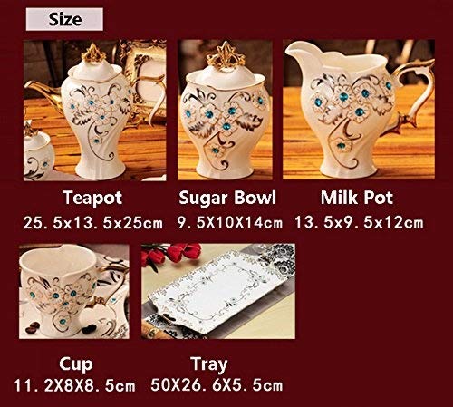 Juego de café de cerámica esmaltada tetera jarra olla azucarero de tazas de porcelana plato cuchara candy azúcar platos… - Imagen 3